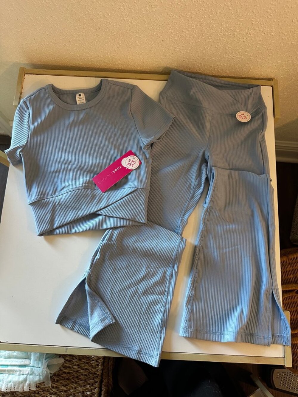 Yogalicious Girls Rib Maisie Top & Piper Flare Set S (7-8) NWT